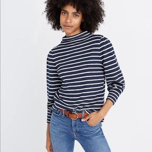 Madewell Gathered-Sleeve Mockneck Sweater